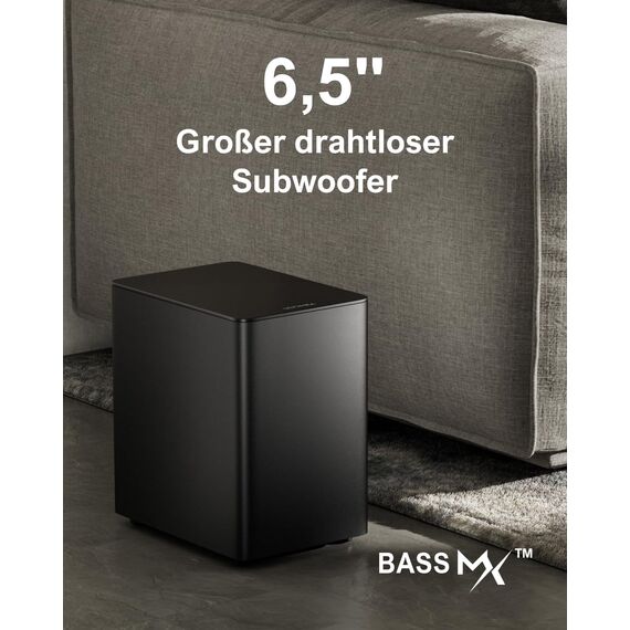 ULTIMEA 7.1 Surround Sound System für TV mit Dolby Atmos, App Steuerung, 4 kabelgebundene Surround-Lautsprecher, 460W Soundbar für Smart TV mit Wireless Subwoofer, Heimkino Sound System, Poseidon D80