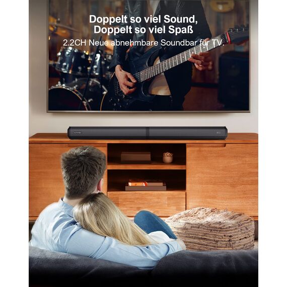 ULTIMEA 2.2 Soundbar für TV Geräte, VoiceMX, App-gesteuerten, 100W Teilbare 2-in-1 TV Soundbar, TV Lautsprecher mit 3 EQ-Modi, Bass Einstellbare, Bluetooth® 5.3, ARC/Opt/Aux, Apollo S40 Pro, 2025