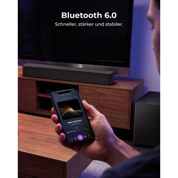 ULTIMEA 2.1 Soundbar mit kabellosem Subwoofer, Dolby Atmos, VoiceMX, BassMX, Soundbar für TV Geräte, 240W Spitzenleistung, App-Steuerung, HDMI eARC, Optisch, Bluetooth® 6.0, Poseidon M40, Modell 2026