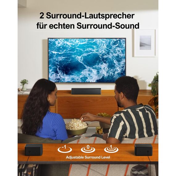 ULTIMEA 5.1 Soundbar mit Subwoofer, Soundbar für TV mit Dolby Atmos, Heimkino Soundsystem mit 2 Rear-Lautsprechern, Surround Sound, App-Steuerung, einstellbarem Bass, HDMI, Bluetooth®, Poseidon D60