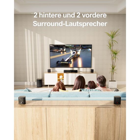 ULTIMEA 7.1ch Soundbar für TV Geräte, Heimkino Surround Sound System, 4 Surround Lautsprechern, 4" Subwoofer, App Steuerung, einstellbarem EQ, Bluetooth® 5.3, Aura A40