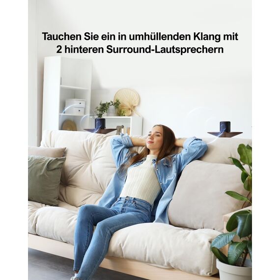 ULTIMEA 5.1ch Soundbar mit Dolby Atmos, 3D Surround Sound System für TV, App Control, Home Theater Sound System, TV Soundbar mit Subwoofer, 2 Surround Lautsprecher, HDMI eARC/Opt/AUX/BT, Aura A50 Pro