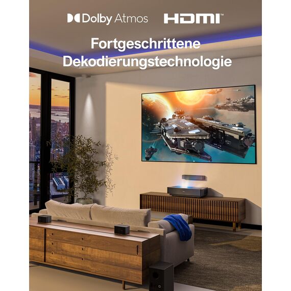 ULTIMEA 5.1 Soundbar mit Subwoofer, Soundbar für TV mit Dolby Atmos, Heimkino Soundsystem mit 2 Rear-Lautsprechern, Surround Sound, App-Steuerung, einstellbarem Bass, HDMI, Bluetooth®, Poseidon D60