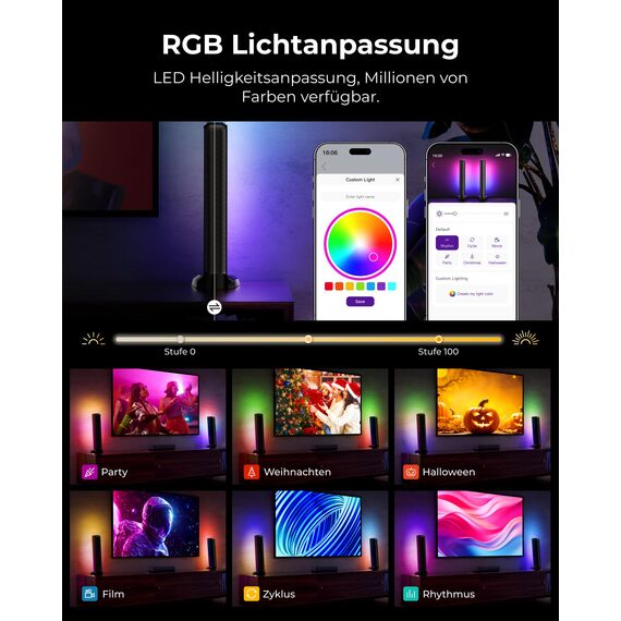 ULTIMEA 7.1 Virtual Surround Soundbar, Soundbar für TV Geräte mit 2 Surround Lautsprecher, Surround Sound System mit RGB Licht, 6.5" Subwoofer, App, HDMI/Opt/AUX/Bluetooth®, Apollo S70 Ultra