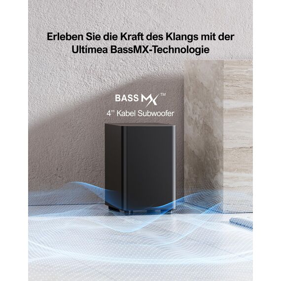 ULTIMEA 5.1ch Soundbar mit Dolby Atmos, 3D Surround Sound System für TV, App Control, Home Theater Sound System, TV Soundbar mit Subwoofer, 2 Surround Lautsprecher, HDMI eARC/Opt/AUX/BT, Aura A50 Pro