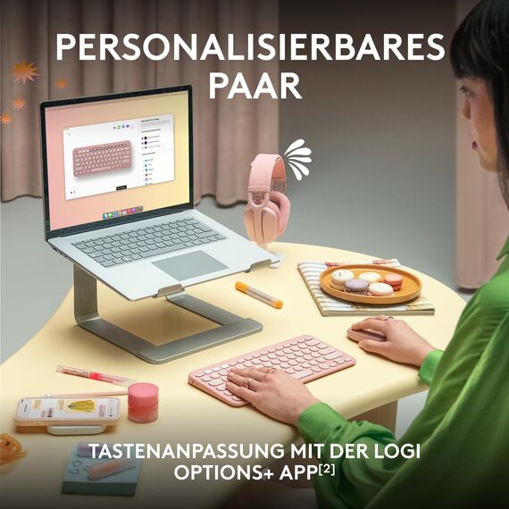 Logitech Pebble 2 Combo, kabellose Tastatur und Maus, leise und mobil, anpassbar, Logi Bolt, Bluetooth, Easy-Switch für Windows, macOS, iPadOS, Chrome - Deutsches QWERTZ-Layout, Weiß