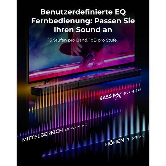 ULTIMEA 7.1 Virtual Surround Soundbar, Soundbar für TV Geräte mit 2 Surround Lautsprecher, Surround Sound System mit RGB Licht, 6.5" Subwoofer, App, HDMI/Opt/AUX/Bluetooth®, Apollo S70 Ultra