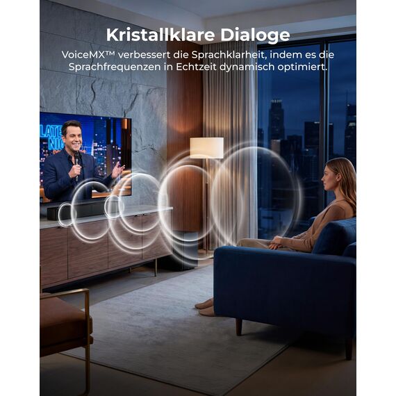 ULTIMEA 2.1 Soundbar mit kabellosem Subwoofer, Dolby Atmos, VoiceMX, BassMX, Soundbar für TV Geräte, 240W Spitzenleistung, App-Steuerung, HDMI eARC, Optisch, Bluetooth® 6.0, Poseidon M40, Modell 2026