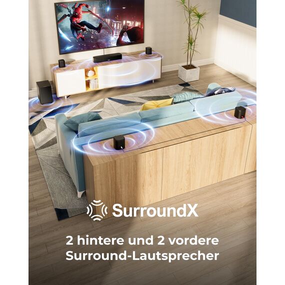 ULTIMEA 7.1 Kanal Surround Soundbar, Soundbar für den Fernseher mit 4 Surround Lautsprechern, 330 W, Surround Sound System, HDMI ARC, TV Soundbar mit Subwoofer, Bluetooth® 6.0, Aura A40 Pro