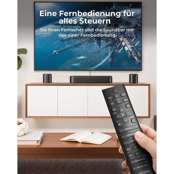 ULTIMEA 7.1-Kanal Surround Sound System mit Subwoofer, 4 Surround-Lautsprechern, mit Dolby Atmos, VoiceMX, BassMX, 420 W, Soundbar für TV-Geräte, HDMI eARC, App-Steuerung, Aura A60 Pro, Modell 2026