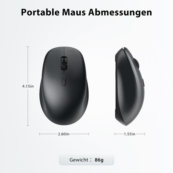 iClever Bluetooth Tastatur mit Maus, Tastatur Maus Set Kabellos,Wiederaufladbare Dualmodus (Bluetooth 5.0+2.4G) Funktastatur, für PC/Laptop, QWERTZ Layout, Grau