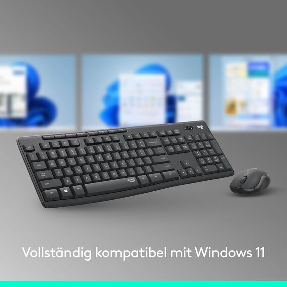 Logitech MK295 kabelloses Tastatur-Maus-Set mit SilentTouch-Technologie, Shortcut-Tasten, optischer Spurführung, Nano USB-Empfänger, verzögerungsfreier Drahtlosverbindung, QWERTZ Layout (2er Pack)