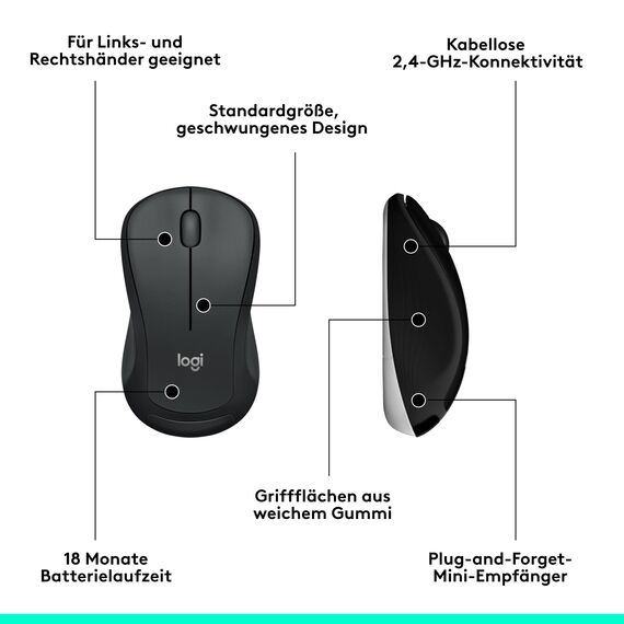 Logitech MK540 Advanced Kabellose Tastatur und Maus Combo - Schwarz + Norton 360 Deluxe 2024, Antivirensoftware für 3 Geräte