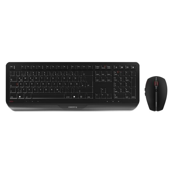 CHERRY GENTIX Desktop, Kabelloses Tastatur-Maus-Set, Deutsches Layout (QWERTZ), 2,4 GHz Funk, Integrierte Handballenauflage, Symmetrische Maus, Schwarz