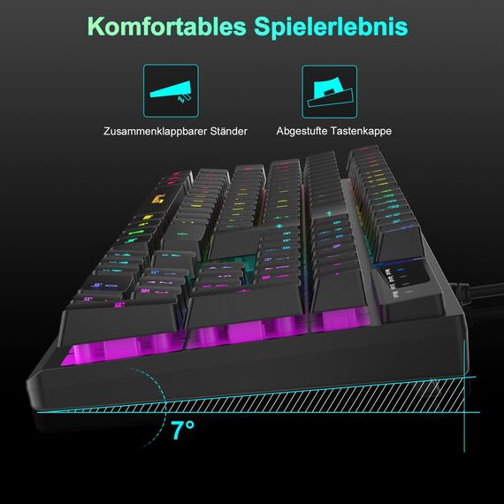 Maus und Tastatur Gaming Büro,RaceGT Tastatur Kabel RGB Beleuchtet LED Hintergrundbeleuchtung Wasserdicht 104 Tasten, Kabel Maus mit 7 Tasten 6400 DPI für PC Gamer Laptop QWERTZ (DE-Layout)