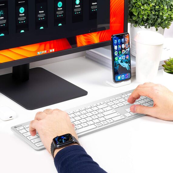 iClever Tastatur Maus Set Kabellos, Wiederaufladbare Kabellose Tastatur und Maus, Deutsch QWERTZ Layout, 2.4 GHz Funk Tastatur mit Maus für PC/Laptop/Smart TV, Weiß