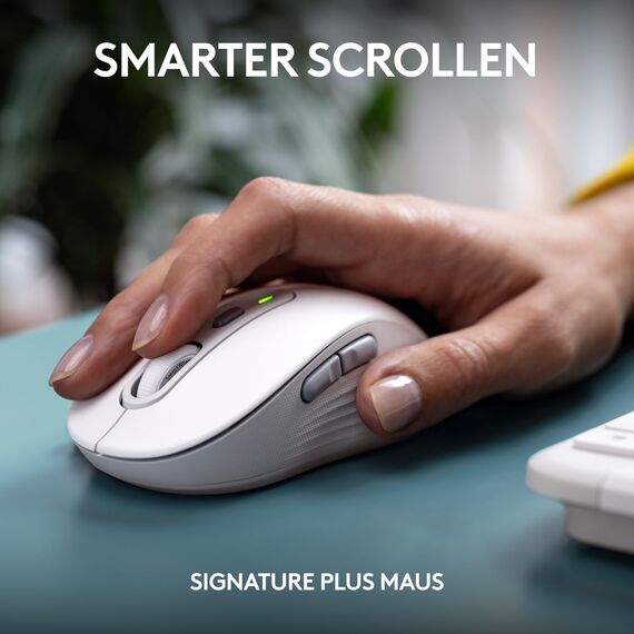 Logitech MK950 Signature Slim kabelloses Tastatur-Maus-Set, schlankes Design, leise tippen, Wechsel zwischen DREI Geräten, Bluetooth, mehrere Betriebssysteme, Windows und Mac, DEU QWERTZ-Layout, Weiß
