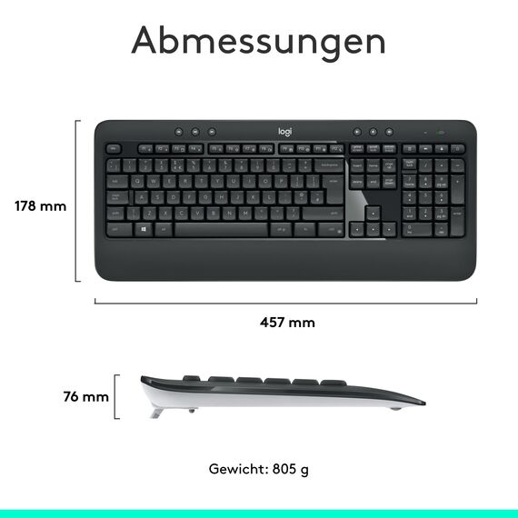 Logitech MK540 Advanced Kabellose Tastatur und Maus Combo - Schwarz + Norton 360 Deluxe 2024, Antivirensoftware für 3 Geräte