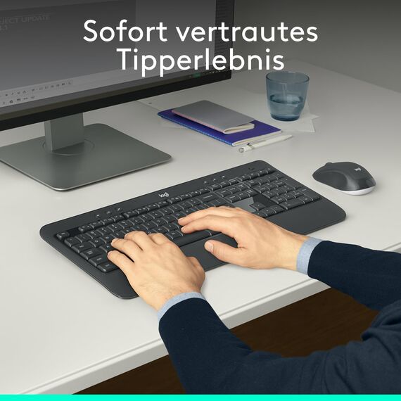 Logitech MK540 Advanced Kabellose Tastatur und Maus Combo - Schwarz + Norton 360 Deluxe 2024, Antivirensoftware für 3 Geräte