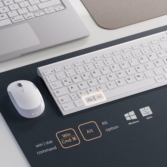 Tastatur Maus Set Kabellos, iClever kabellose Tastatur und Maus Ultra-Dünne Wiederaufladbare Funktastatur für PC/Laptop/Smart TV, QWERTZ Layout, Weiß