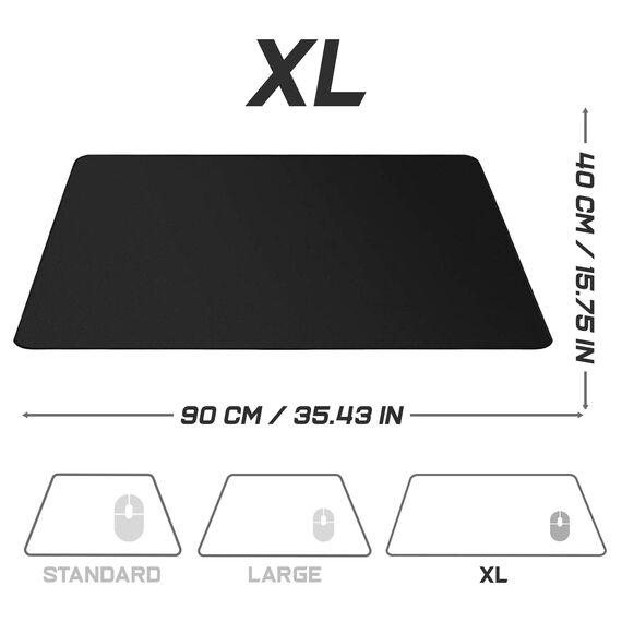 Sidorenko Gaming Mauspad XXL in schwarz - Großes Mousepad XXL 900x400 mm - rutschfeste Schreibtischunterlage für Büro - Desk Mat mit Fransenfreie Ränder - Präzises und langlebiges groß Mouse Pad