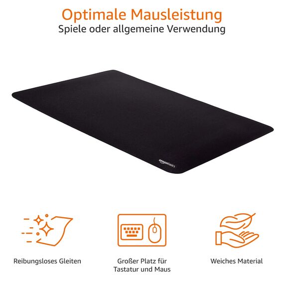 Amazon Basics Großes erweitertes Computer-Mauspad, rechteckig, 42,4 x 90,7 cm, Schwarz