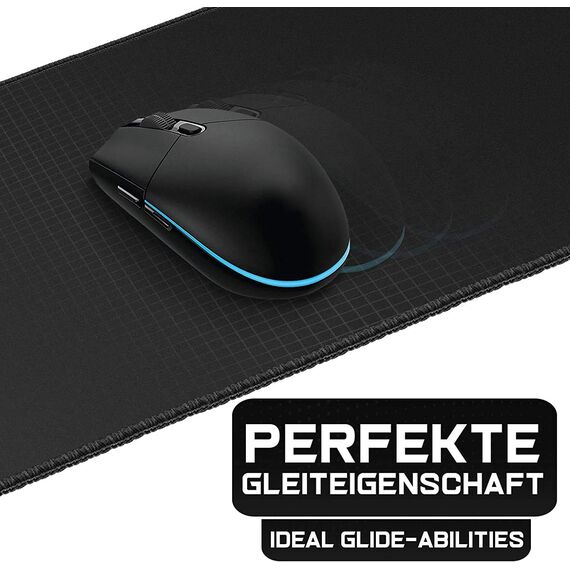 Sidorenko Gaming Mauspad XXL in schwarz - Großes Mousepad XXL 900x400 mm - rutschfeste Schreibtischunterlage für Büro - Desk Mat mit Fransenfreie Ränder - Präzises und langlebiges groß Mouse Pad