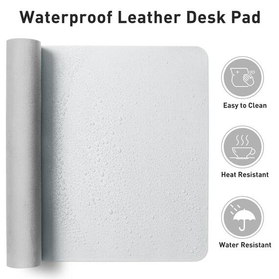 Aothia Schreibtischunterlage,Mauspad mit Leder und Rutchfeste Wildleder,Multifunktionales Office Mousepad Laptop Schreibunterlage,Tisch-Schutz Unterlage für Büro/Home(80x40cm,Kaum Grau)