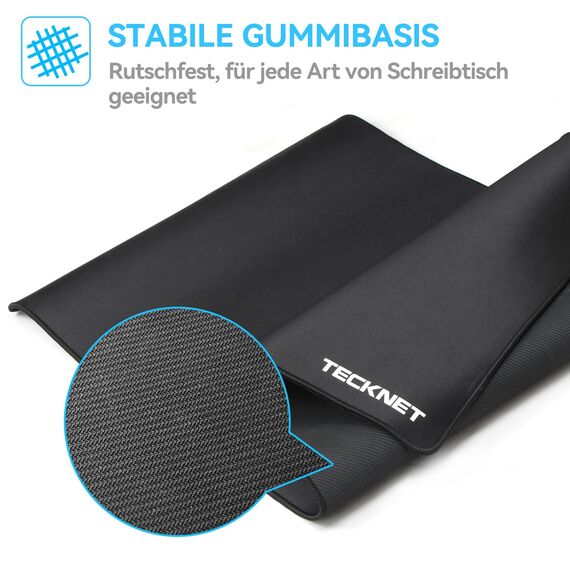 TECKNET Mauspad XXL Speed Gaming, 900x400 mm Schreibtischunterlage Schwarz, Gamer Mouse Pad, Wasserdicht mousepad, Spezielle Oberfläche Verbessert Präzision und Geschwindigkeit, rutschfeste Gummibasis