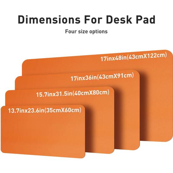 Aothia schreibtischunterlage leder,schreibtisch unterlagenmatte,Mauspad,Rutschfester Schreibtischschutz，wasserdichter Schreibtisch für Büro und Zuhause(60x35cm,Hermes Orange)
