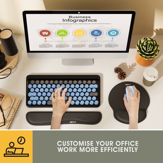 GIM Mauspad Gelkissen Mousepad mit Handauflage Ergonomisches Mauspad Tastatur Handgelenkauflage Gelkissen Mausunterlage für Computer und Laptop