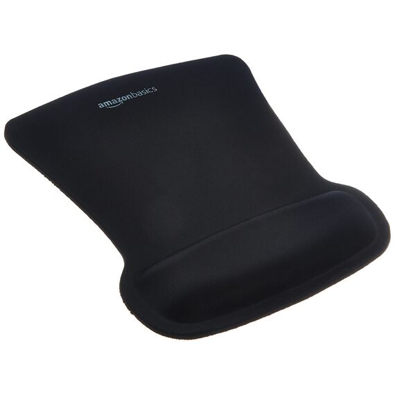 Amazon Basics Mauspad mit Gel-Handballenauflage, 20 x 25 cm, Unregelmäßig, Schwarz