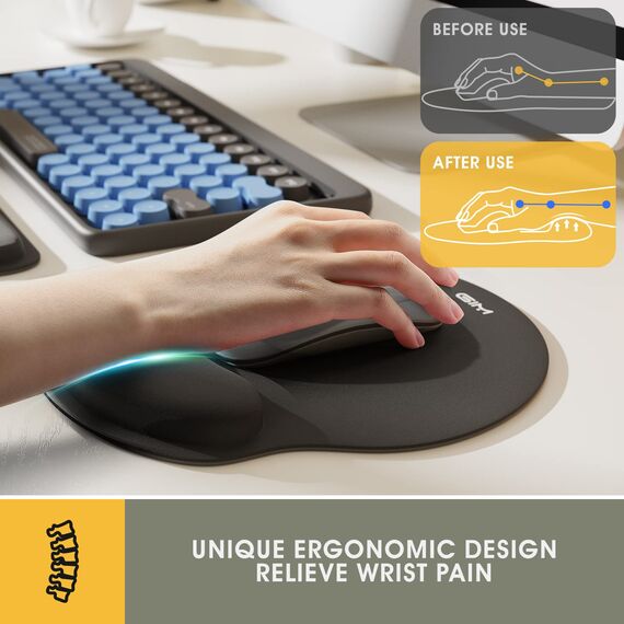 GIM Mauspad Gelkissen Mousepad mit Handauflage Ergonomisches Mauspad Tastatur Handgelenkauflage Gelkissen Mausunterlage für Computer und Laptop