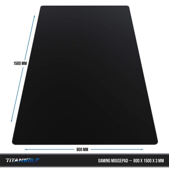 Titanwolf - XXXL Übergröße Mauspad 1500x800mm - XXXL Großformat - Schreibtischauflage - gummierte Rückseite - rutschfest und abwaschbar - Gaming - Präzision und Geschwindigkeit - umlaufende Naht