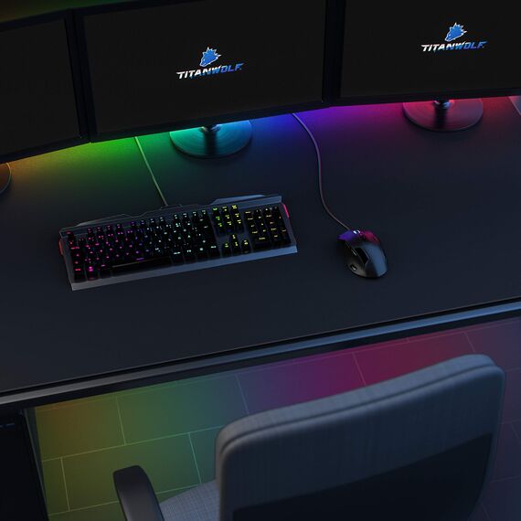 Titanwolf - XXXL Übergröße Mauspad 1500x800mm - XXXL Großformat - Schreibtischauflage - gummierte Rückseite - rutschfest und abwaschbar - Gaming - Präzision und Geschwindigkeit - umlaufende Naht
