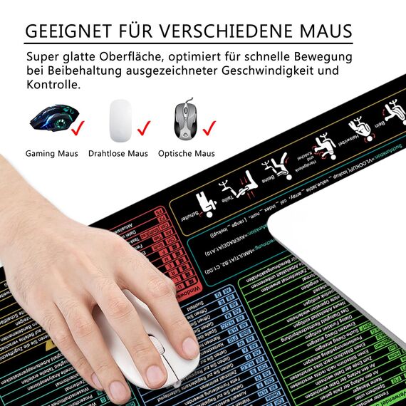 Excel Mauspad Deutsch Schreibtischunterlage Gaming Mauspad Groß XL Desk Pad Bürozubehör Desk Mat Mousepad 80x30 cm (Deutsch)