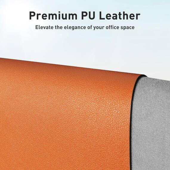 Aothia schreibtischunterlage leder,schreibtisch unterlagenmatte,Mauspad,Rutschfester Schreibtischschutz，wasserdichter Schreibtisch für Büro und Zuhause(60x35cm,Hermes Orange)