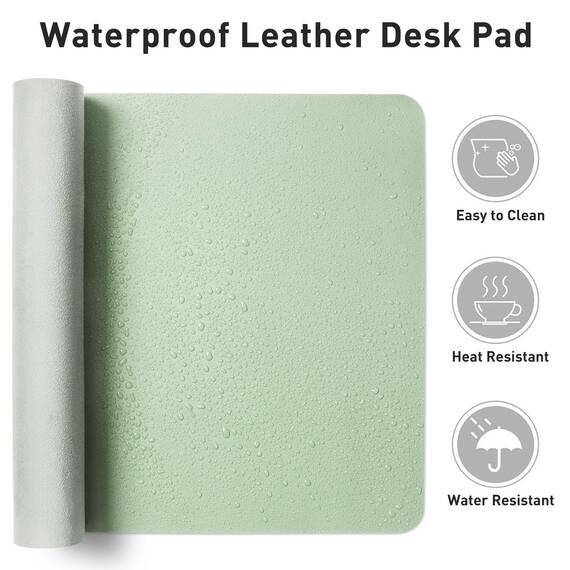 Aothia Schreibtischunterlage,PU-Leder-Schreibtischmatte,Mauspad,Rutschfester Schreibtischschutz,wasserdichter Schreibtisch-Schreibblock für Büro und Zuhause (60x35cm,Aqua)