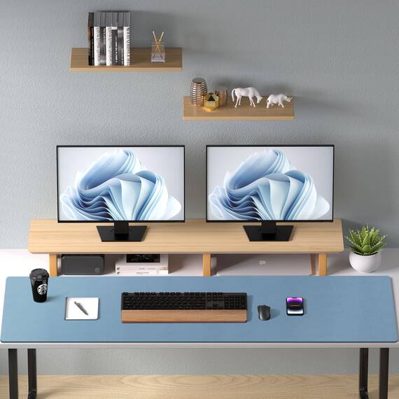 Aothia Schreibtischunterlage,Mauspad mit PU Leder und Rutchfeste Wildleder,Multifunktionales Office Mousepad Laptop Schreibunterlage,Tisch-Schutz Unterlage für Büro/Home-Office(Denim Blau,60x35cm)