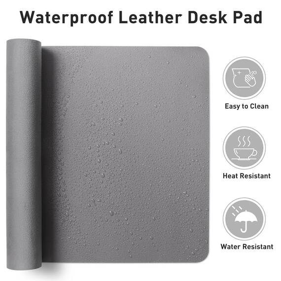 Aothia schreibtischunterlage,Mauspad, Büro-Schreibtischmatte, rutschfester PU-Leder-schreibtischmatte,wasserdichter schreibunterlage für Büro und Zuhause (60cmX35cm,Hellgrau)