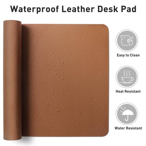 Aothia Schreibtischunterlage,PU-Leder-Schreibtischmatte,Mauspad,rutschfester Schreibtischschutz,wasserdichter Schreibtisch-Schreibblock für Büro und Zuhause(60cm x 35cm,Braun)