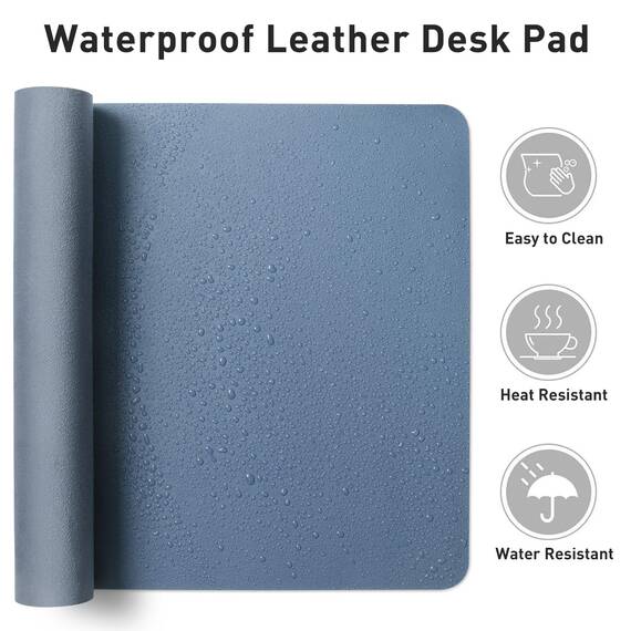 Aothia Schreibtischunterlage,Mauspad mit PU Leder und Rutchfeste Wildleder,Multifunktionales Office Mousepad Laptop Schreibunterlage,Tisch-Schutz Unterlage für Büro/Home-Office(Denim Blau,60x35cm)