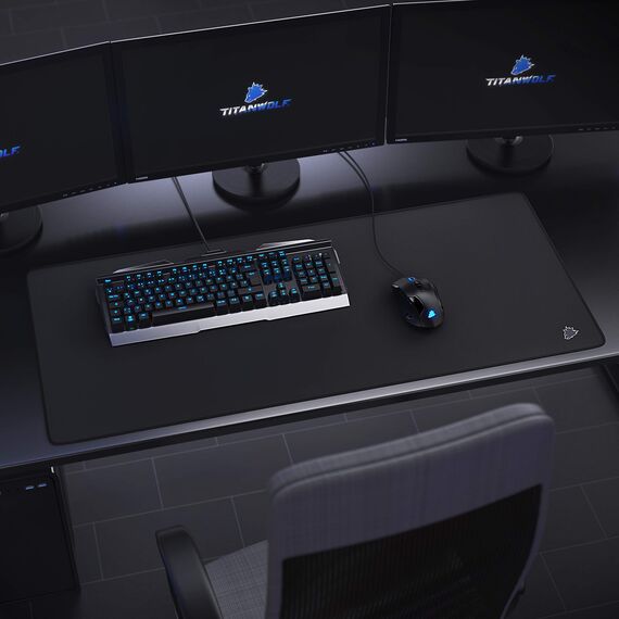 TITANWOLF - XXL Speed Gaming Mauspad Titanwolf Schwarz 900 x 400mm - XXL Mousepad - Tischunterlage Large Size - verbessert Präzision und Geschwindigkeit