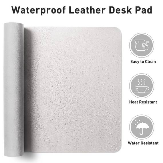 Aothia Schreibtischunterlage,PU-Leder-Schreibtischmatte,Mauspad,Rutschfester Schreibtischschutz,wasserdichter Schreibtisch-Schreibblock für Büro und Zuhause (60x35cm,Blass lavendel-Weiß)