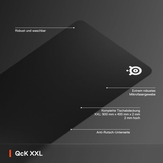 SteelSeries QcK Gaming Mauspad - XXL Stoff - Erstklassiges Tracking und Stabilität - E-Sports-Mousepad - Anti-Rutsch-Unterseite - Komplette Tischabdeckung
