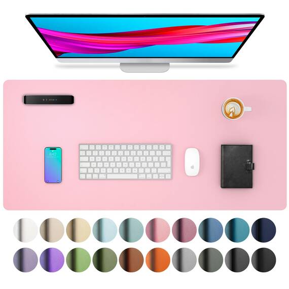 Aothia Schreibtischunterlage,PU-Leder-Schreibtischmatte,Mauspad,rutschfester Schreibtischschutz,wasserdichter Schreibtisch-Schreibblock für Büro und Zuhause(80cm x 40cm,Fee Rosa)