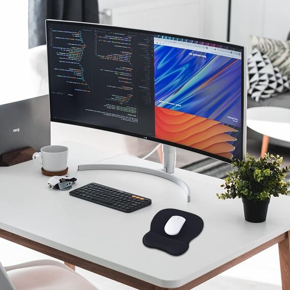 EooCoo Mauspad mit Handauflage, Ergonomisches Mousepad, Gaming Memory Foam Mausmatte mit Handgelenkpolster, Komfort, Verschleißfest, Wasserdicht, für Alle Maus, Offfice, Heim, Büro Zubehör, Schwarz