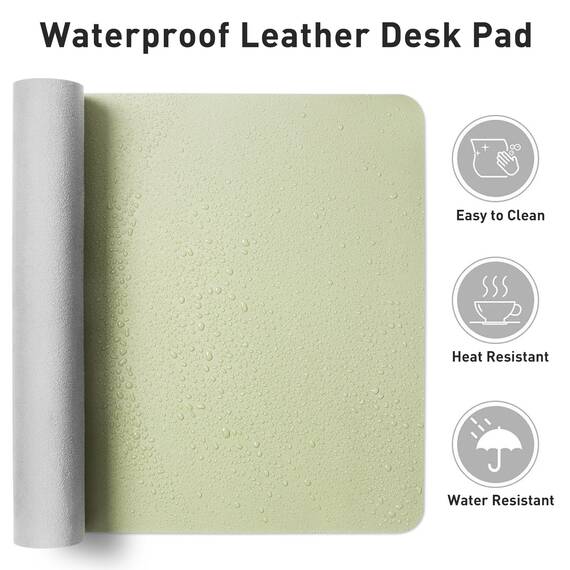 Aothia Schreibtischunterlage,PU-Leder-Schreibtischmatte,Mauspad,rutschfester Schreibtischschutz,wasserdichter Schreibtisch-Schreibblock für Büro und Zuhause(91x43cm,Grasgrün)