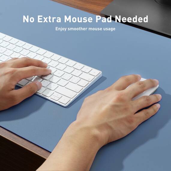 Aothia Schreibtischunterlage,Mauspad mit PU Leder und Rutchfeste Wildleder,Multifunktionales Office Mousepad Laptop Schreibunterlage,Tisch-Schutz Unterlage für Büro/Home-Office(Denim Blau,80x40cm)