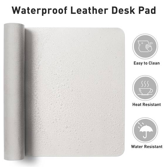 Aothia Schreibtischunterlage,Mauspad mit Leder und Rutchfeste Wildleder,Multifunktionales Office Mousepad Laptop Schreibunterlage,Tisch-Schutz Unterlage für Büro/Home(80x40cm,Off-White)